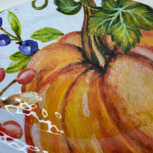 Madison Home Decorative Oval Melamine Platter Pumpkin Berries Thanksgiving 19X14